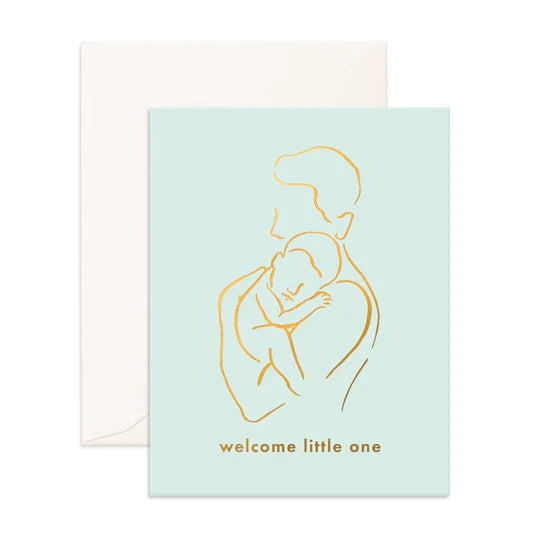 Welcome Little One Blue Greeting Card